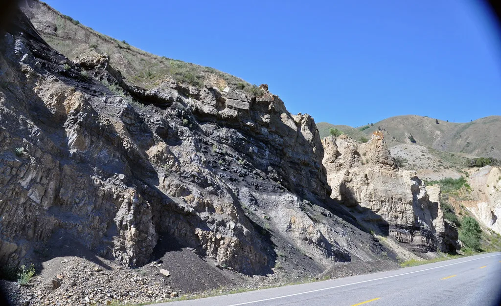 Phosphoria Formation roadcut at Astoria Hot Springs, Teton County, Wyoming