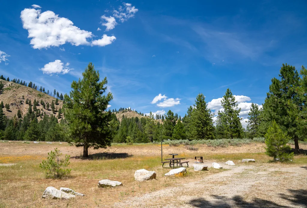 Elks Flat Campground on the South Fork Boise River, Boise National Forest, Mountain Home, Idaho, near Featherville
