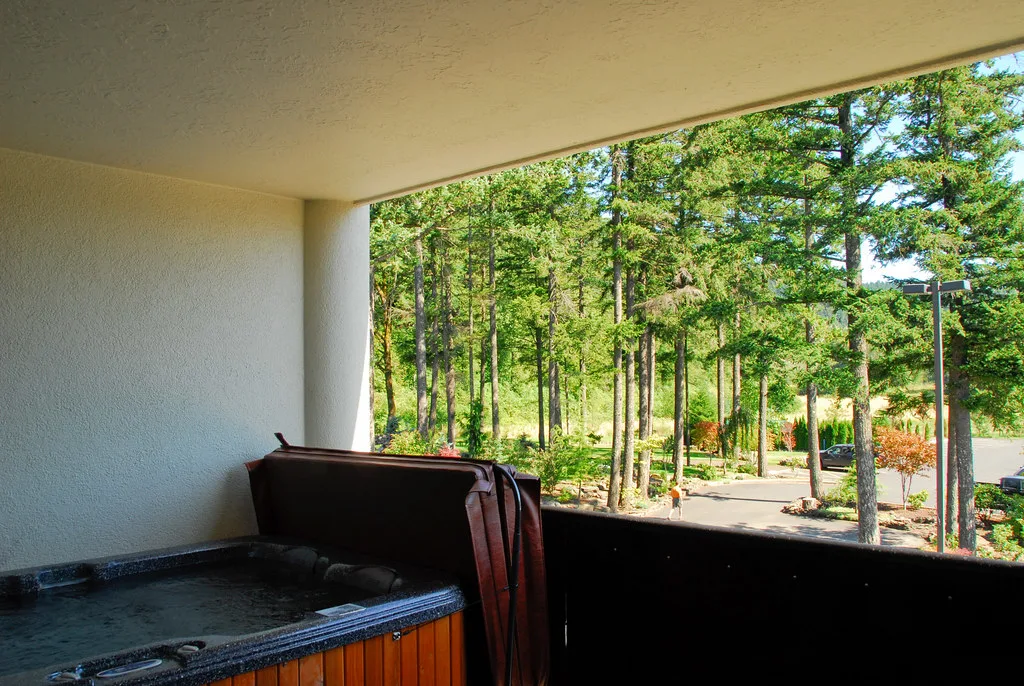 Our balcony at Bonneville Hot Springs, Washington