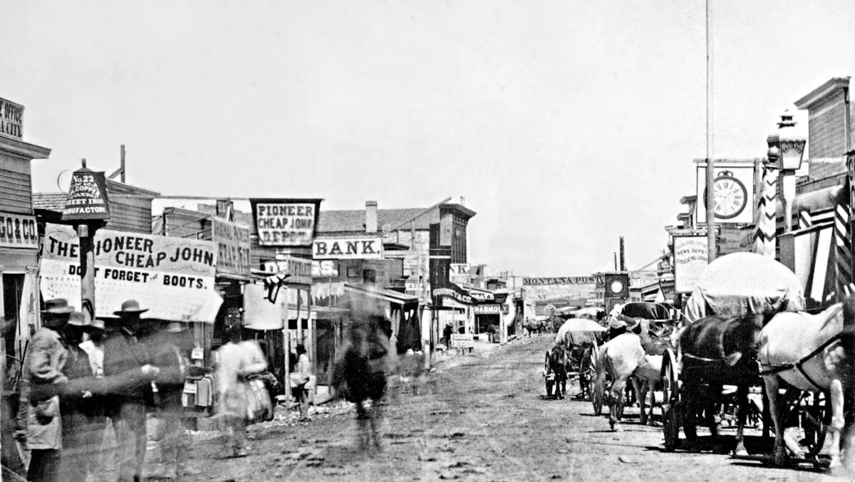 Main Street in Helena, Montana, in the 1860s