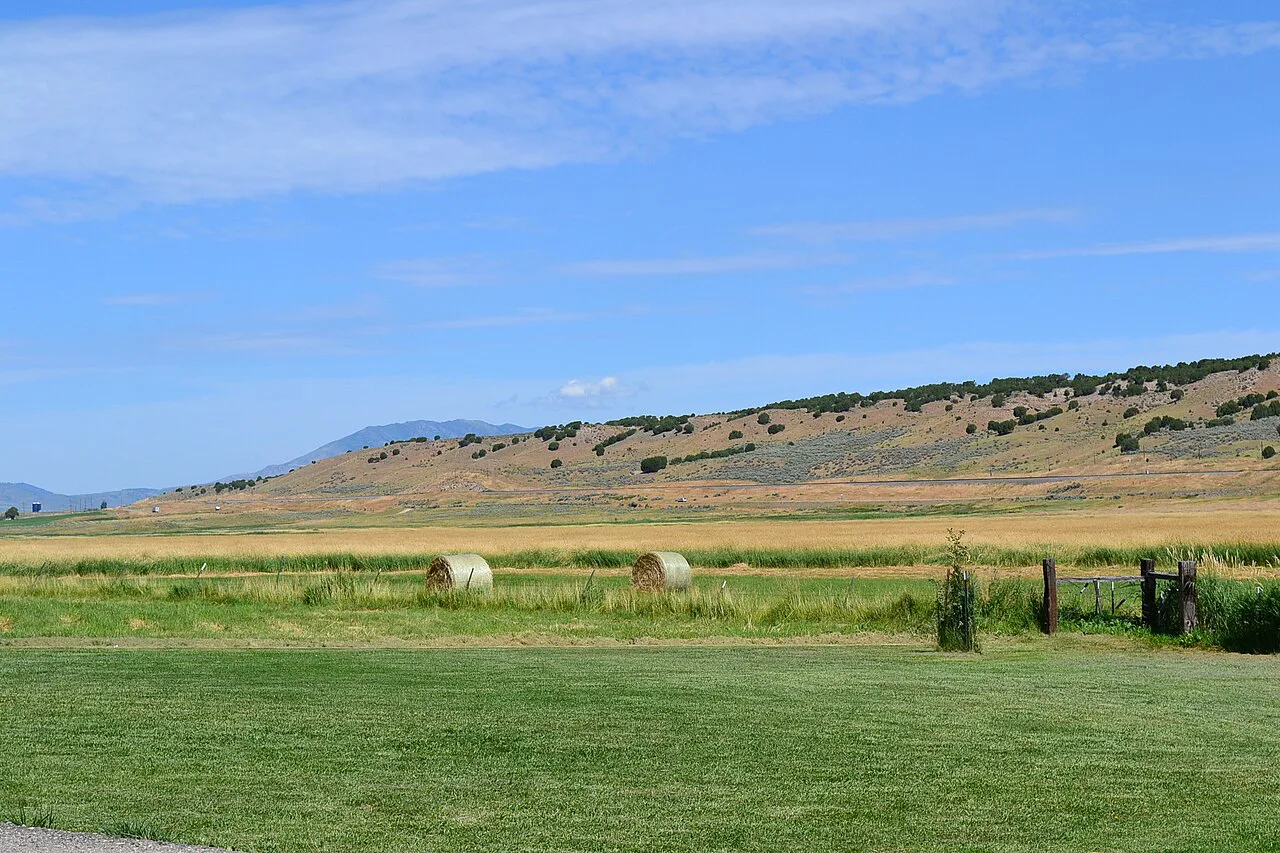 Idaho, rolls of hay, near Downata Hot Springs, Idaho