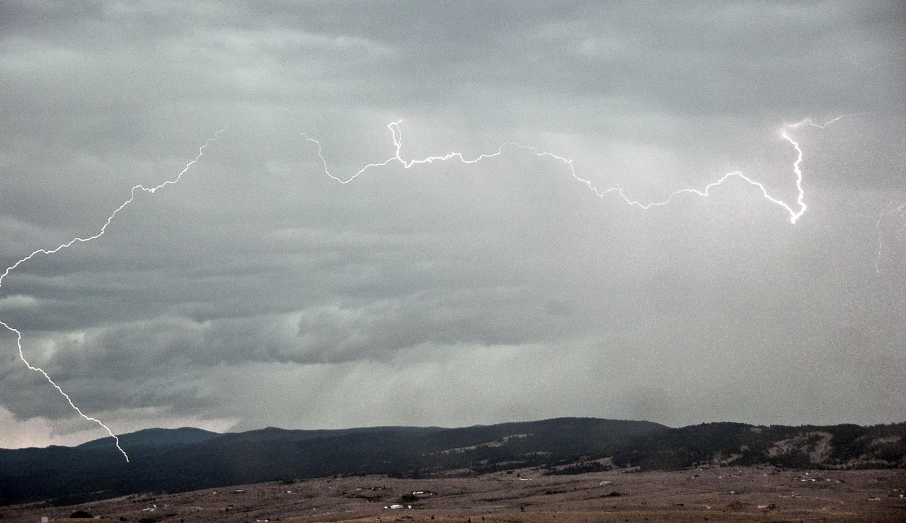 Lightning over Butte, seen from Big Butte, Montana