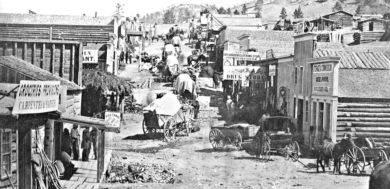 Historic street scene in Helena, Montana Territory
