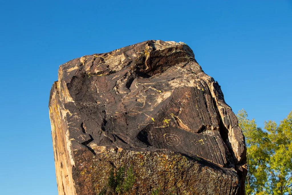 Petroglyph rock in Bloomington Petroglyph Park, St. George, Utah