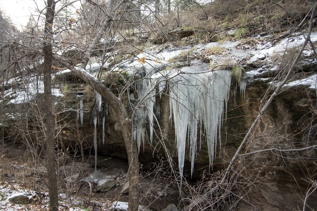 Winter icicles at Gila Cliff Dwellings National Monument, near Gila Hot Springs, New Mexico