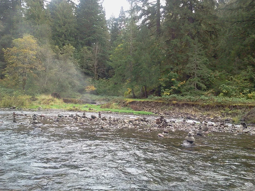 Steam along the creek at McCredie Hot Springs, Oregon