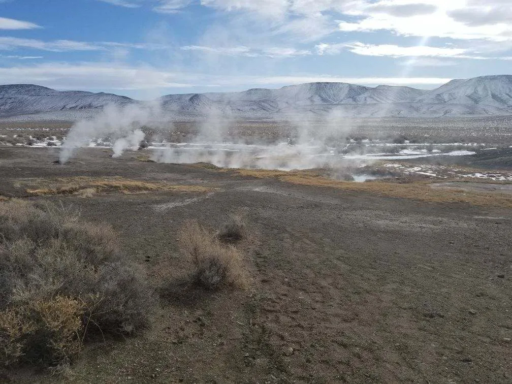 Winter steam at Mickey Hot Springs, Oregon