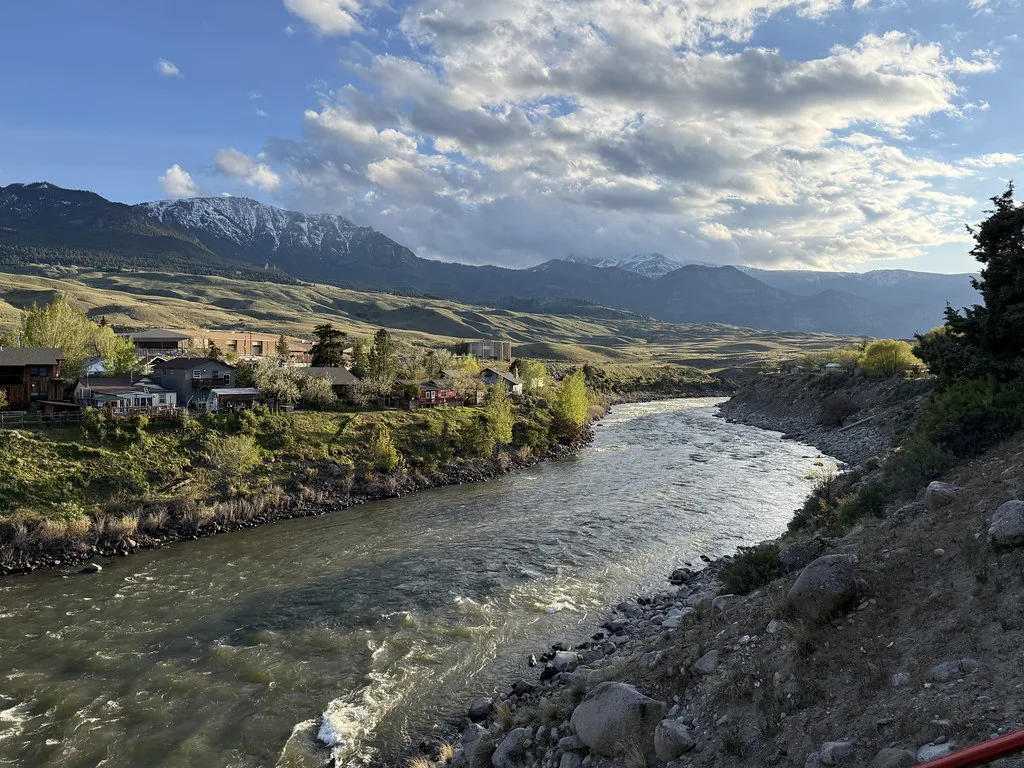 Yellowstone Riverside Cottages view, near Gardiner, Montana